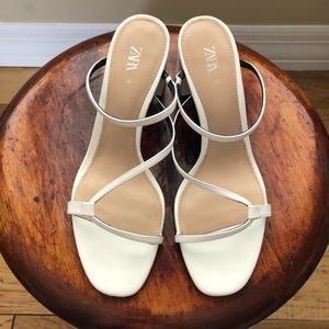 Zara white strappy heels